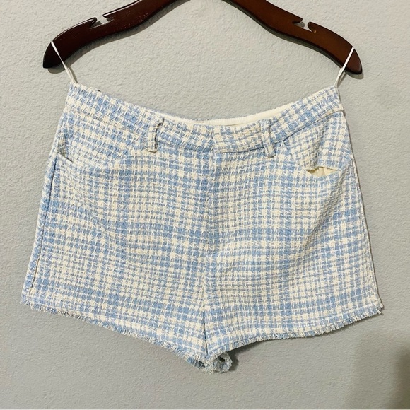 Zara Bloggers‎ Favorite Blue Structured Hight Waisted Shorts with Pockets Size L - Picture 5 of 15